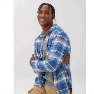 American Eagle Outfitters Soft Blue Checkered Shirt